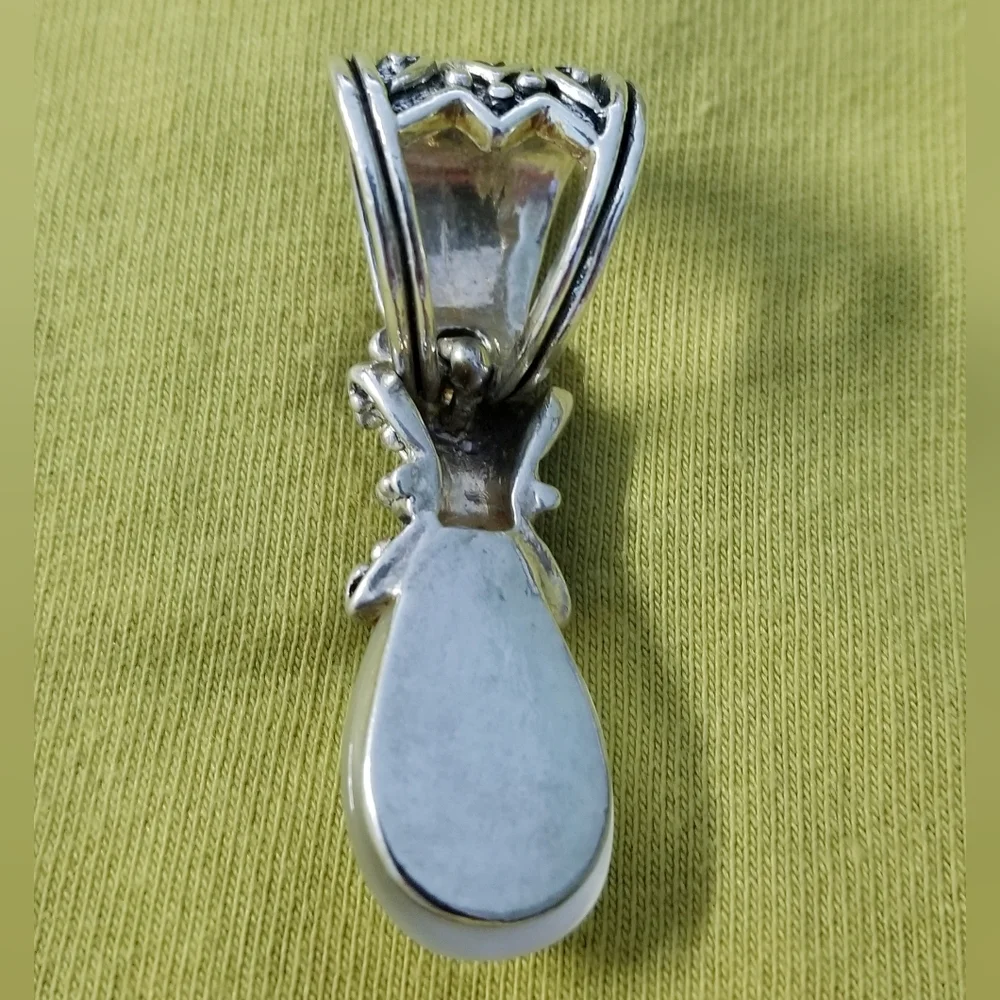 Tear Drop Shaped Moonstone Pendant In Victorian Revival Style.Stone 1.5mm Long - Picture 2 of 2